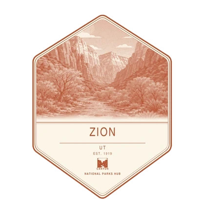 Zion first-visit badge, National Parks Hub