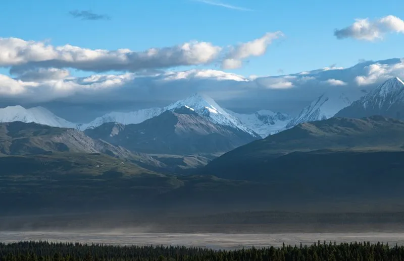 Denali summit ridge in the Alaska Range