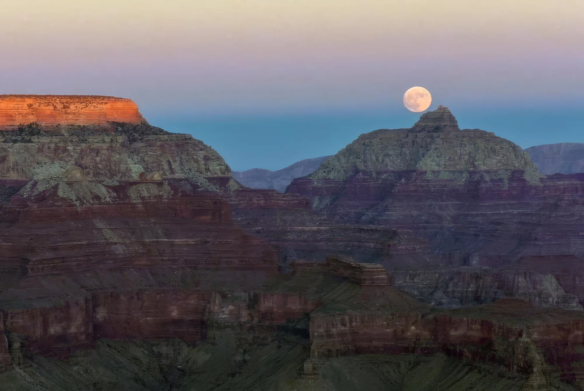 Layered canyon walls descending toward the Colorado River in Grand Canyon National Park