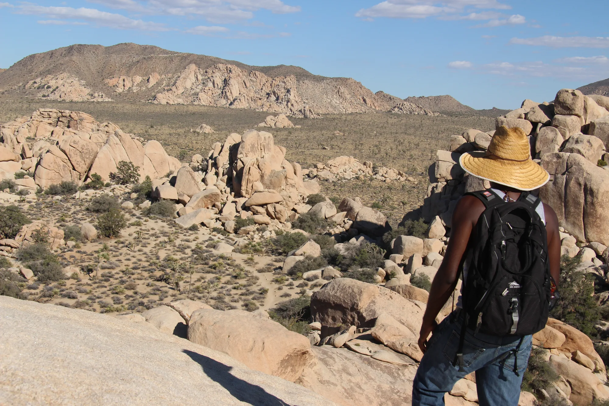 Hidden Valley Nature Trail through a rock-walled desert basin, Joshua Tree National Park