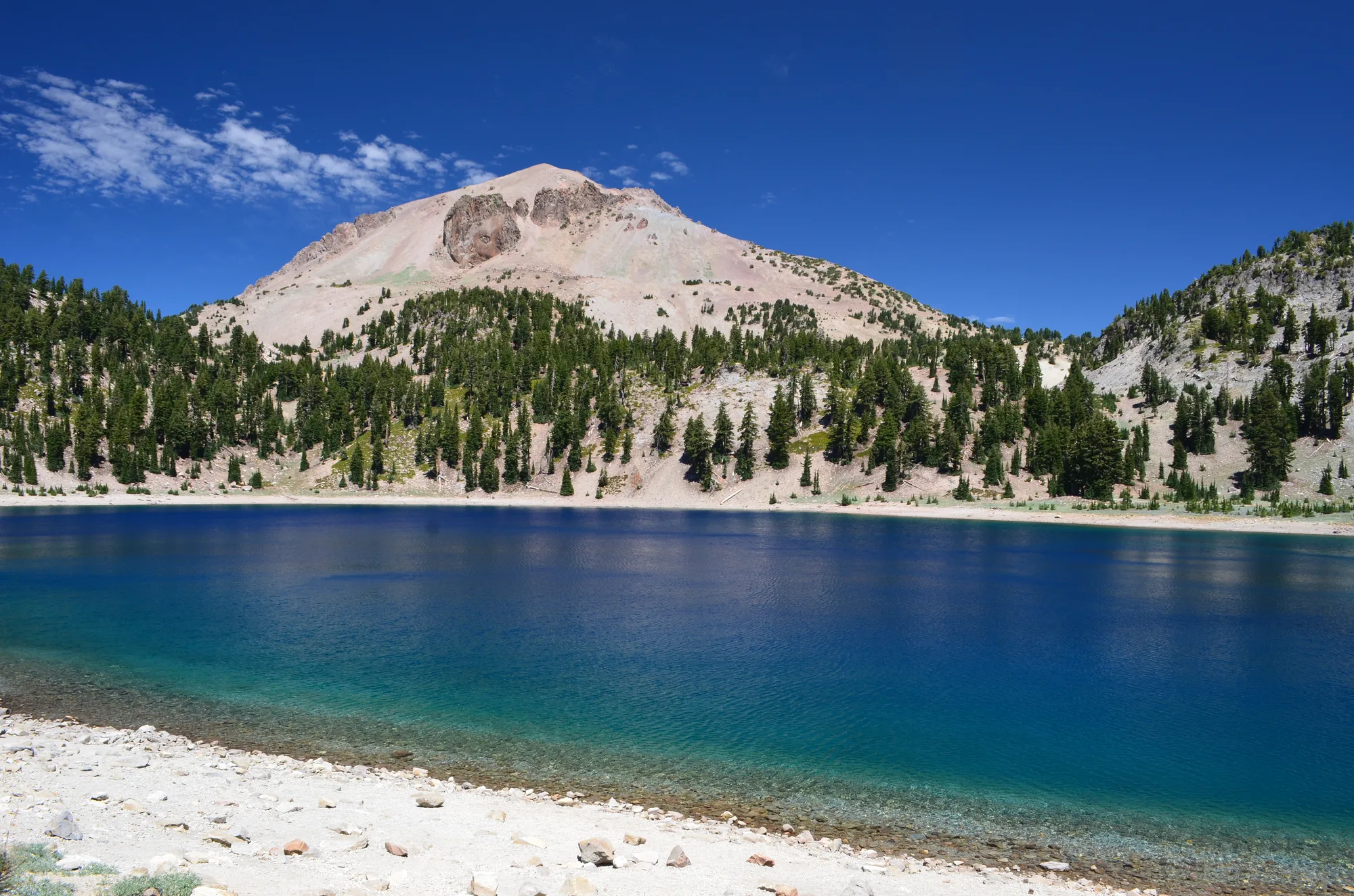 Hikers on the Lassen Peak Trail switchbacks in Lassen Volcanic National Park
